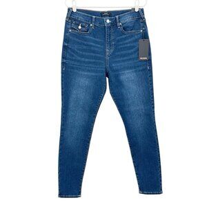 TRUE RELIGION Women's Halle High Rise Flap Super Skinny Blue Jeans Size 30 NWT